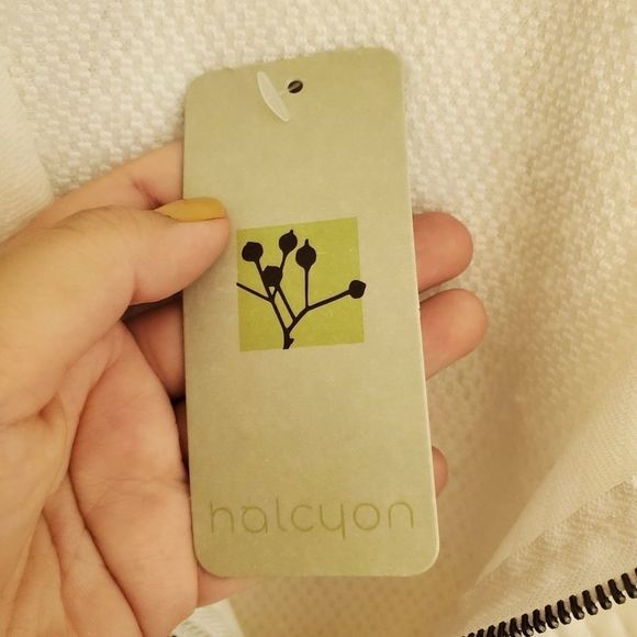 Halcyon White Quilted FauxFur Fuzzy Henley Sweater nwt - Picture 6 of 12